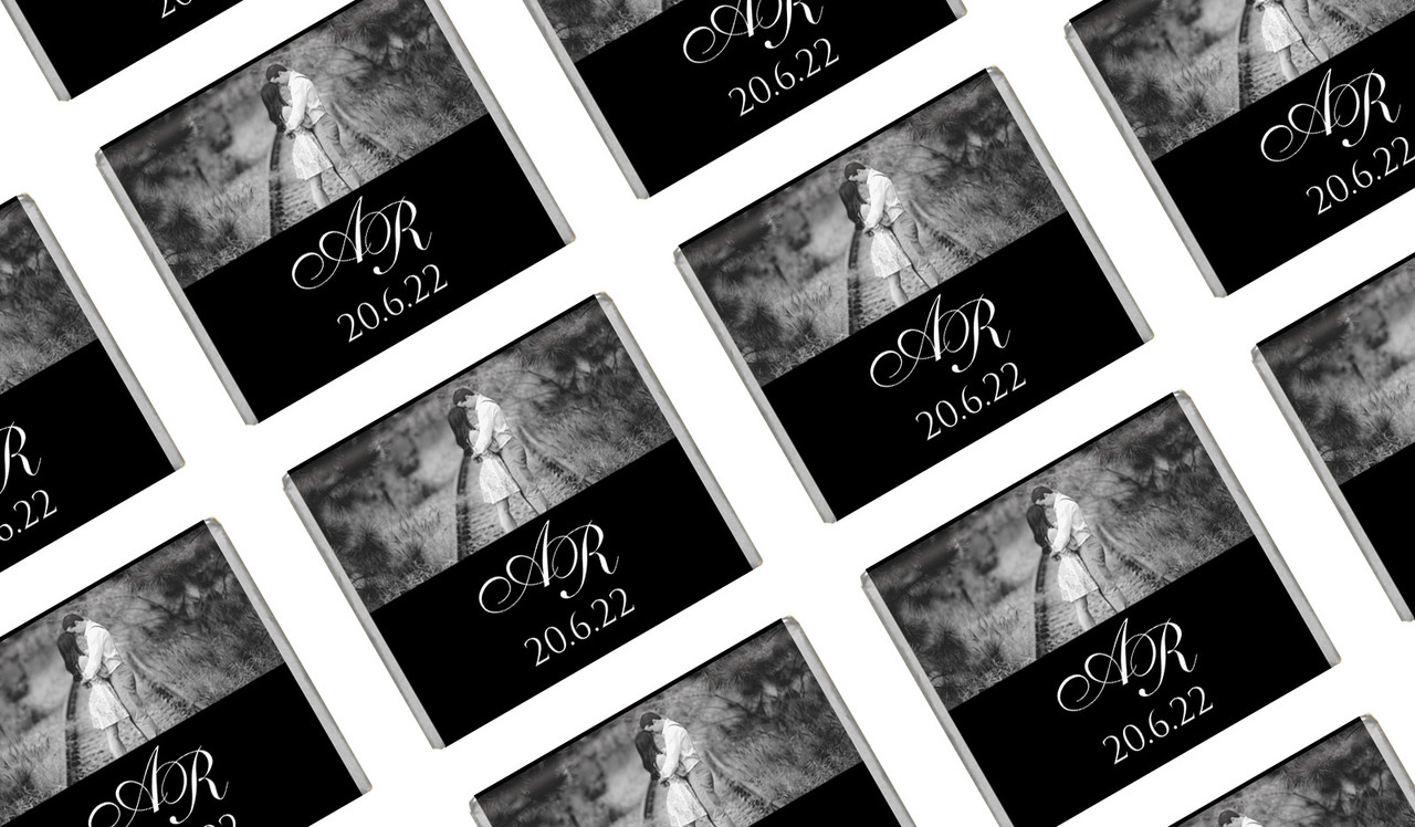 Add A Photo On Black Custom Wedding Mini Chocolates