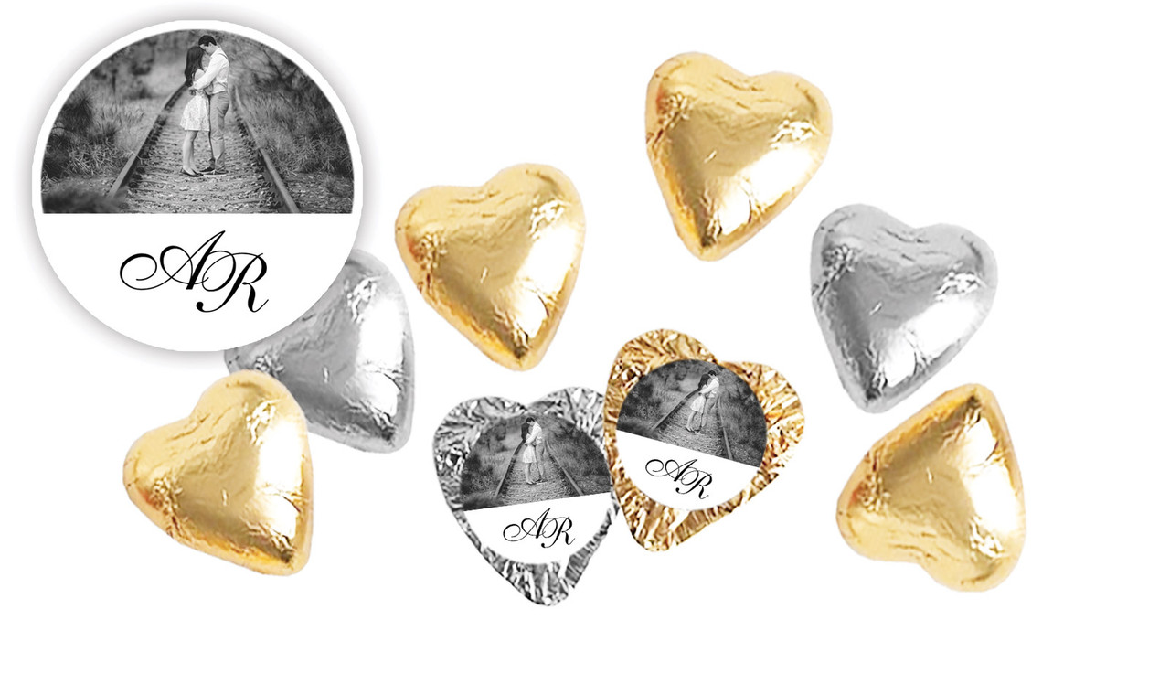 Add A Photo Personalised Wedding Custom Foil Chocolate Hearts