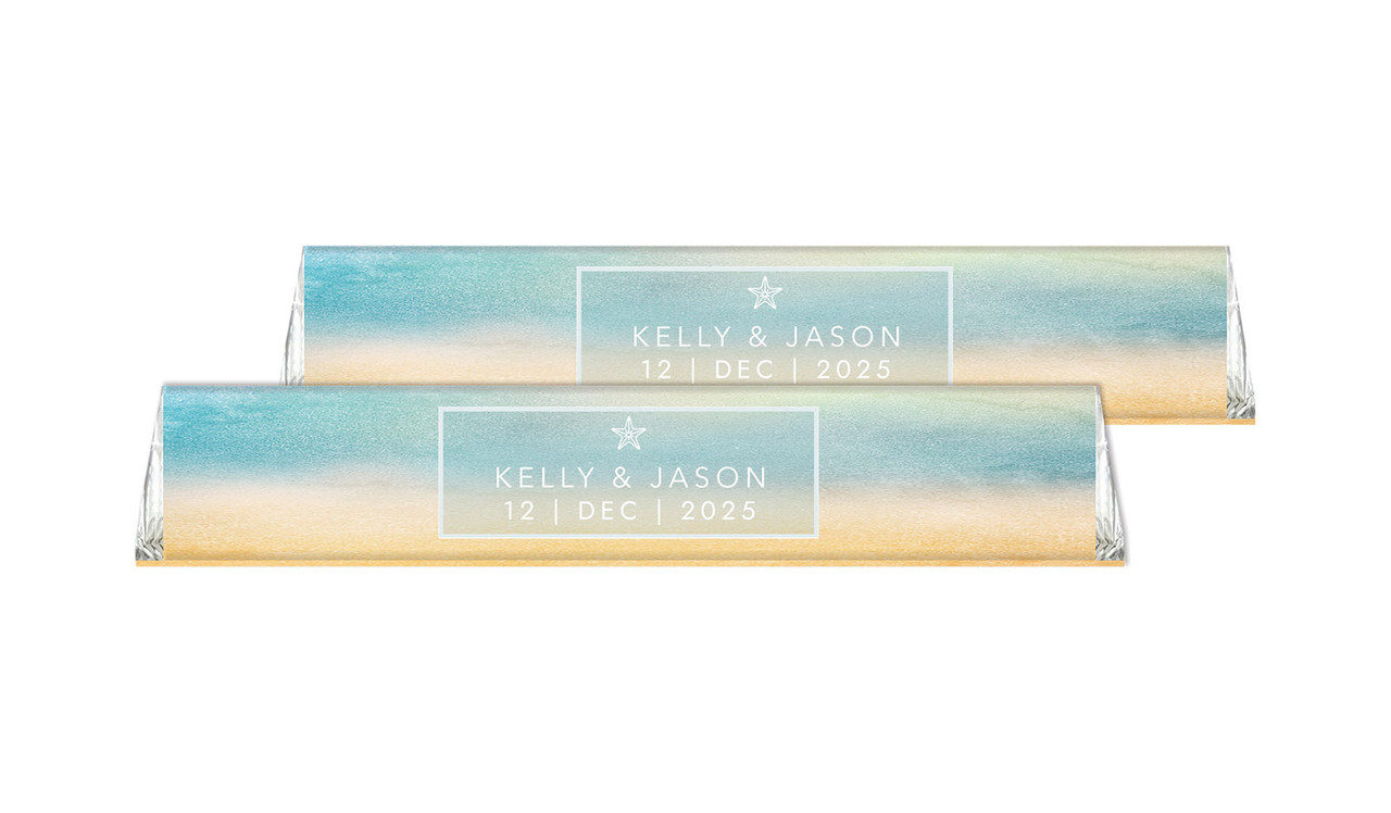 Beach Watercolour Toblerone Wedding Chocolates 50g