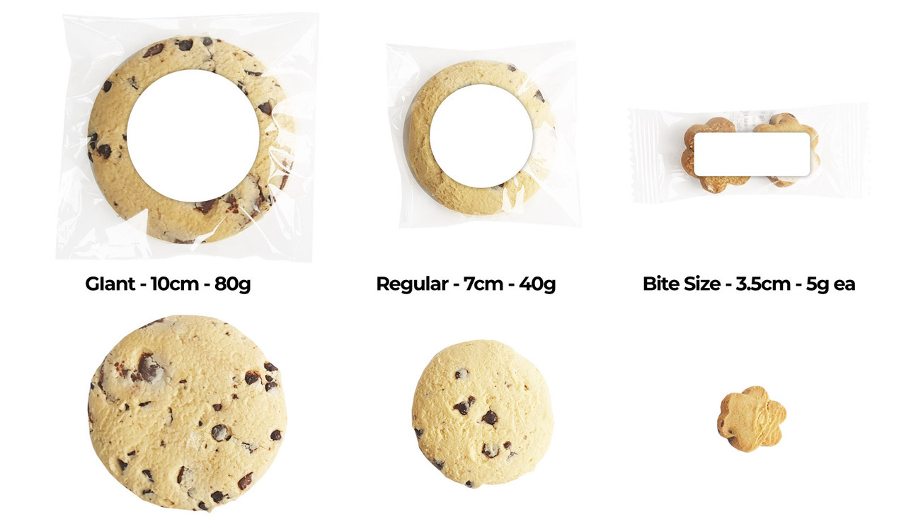 Our cookie sizes compared
