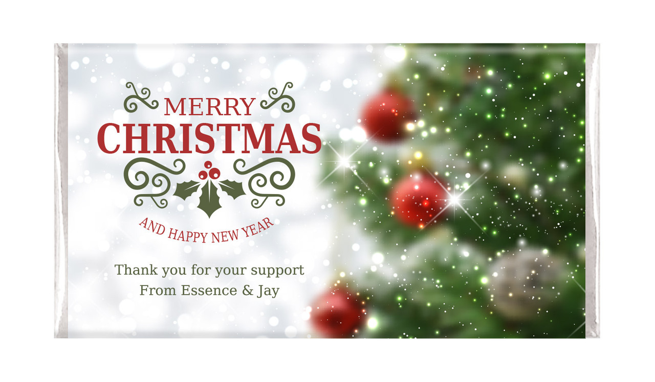 Bokeh Tree Personalised Christmas Chocolate Bar