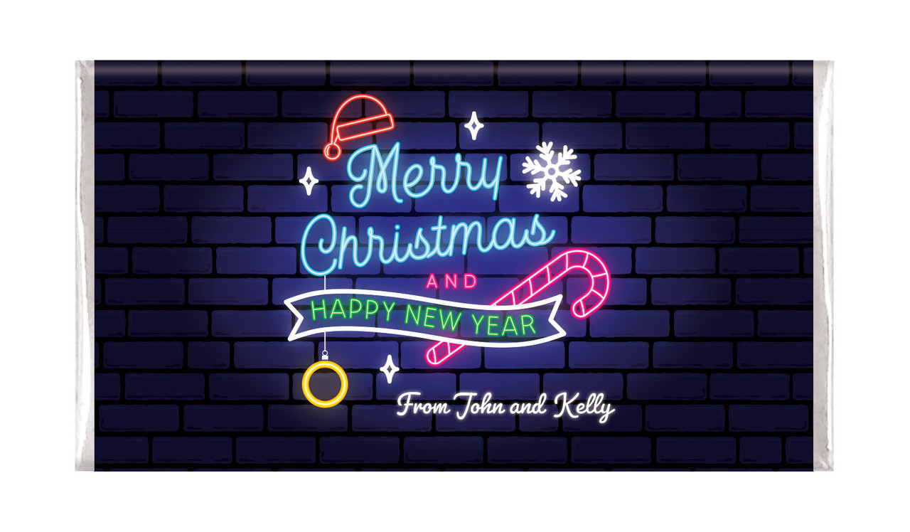 Neon Personalised Christmas Chocolate Bar