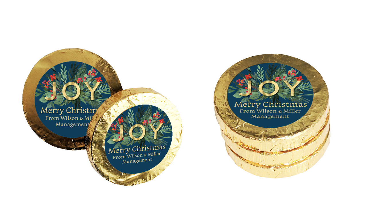 Joy Personalised Christmas Chocolate Coins