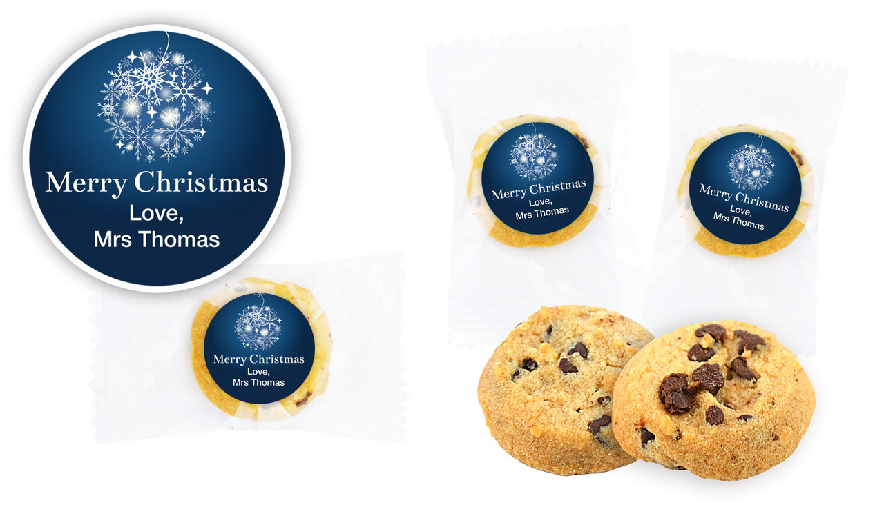 Blue Ornament Bite-Size Personalised Cookie 5g