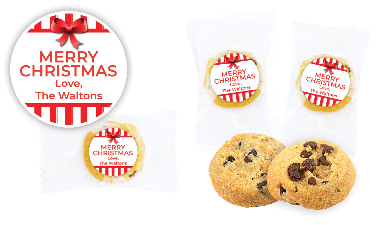 Stripes In Red Bite-Size Personalised Cookie 5g