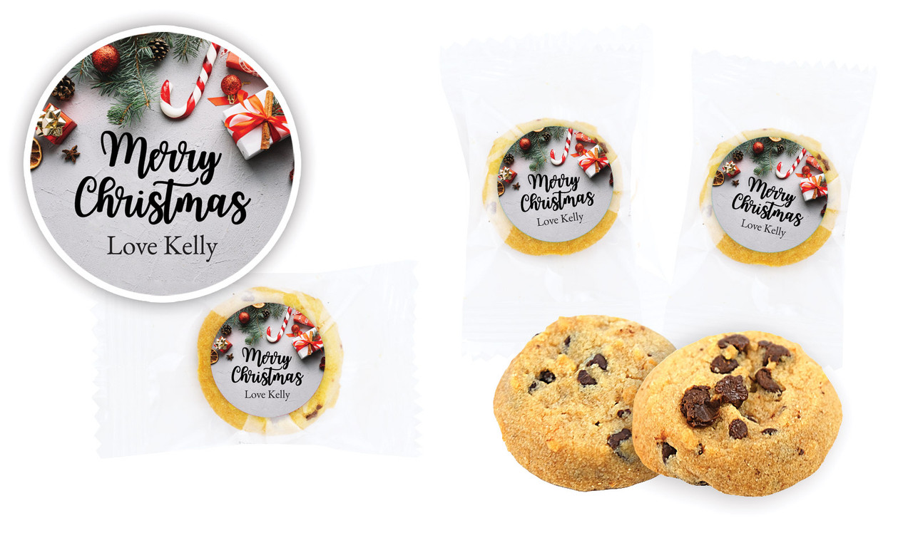 Christmas Background Bite-Size Personalised Cookie 5g