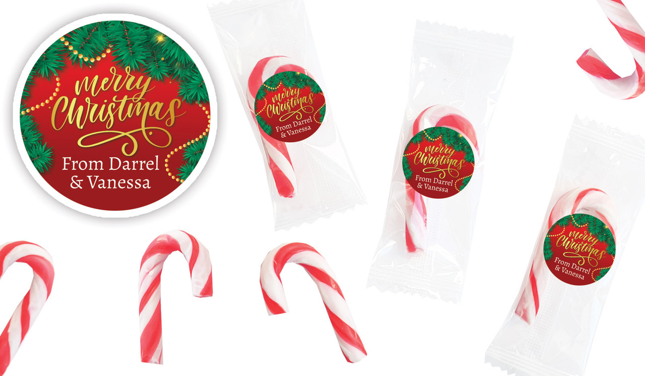 Red Festive Personalised Mini Candy Canes