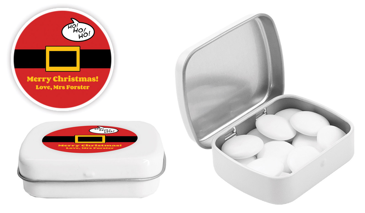 Santa Belt Christmas Personalised Mint Tin