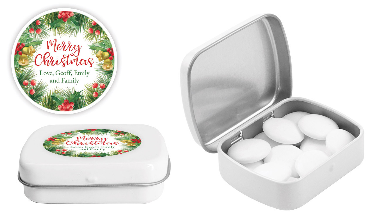 Branch Border Christmas Personalised Mint Tin