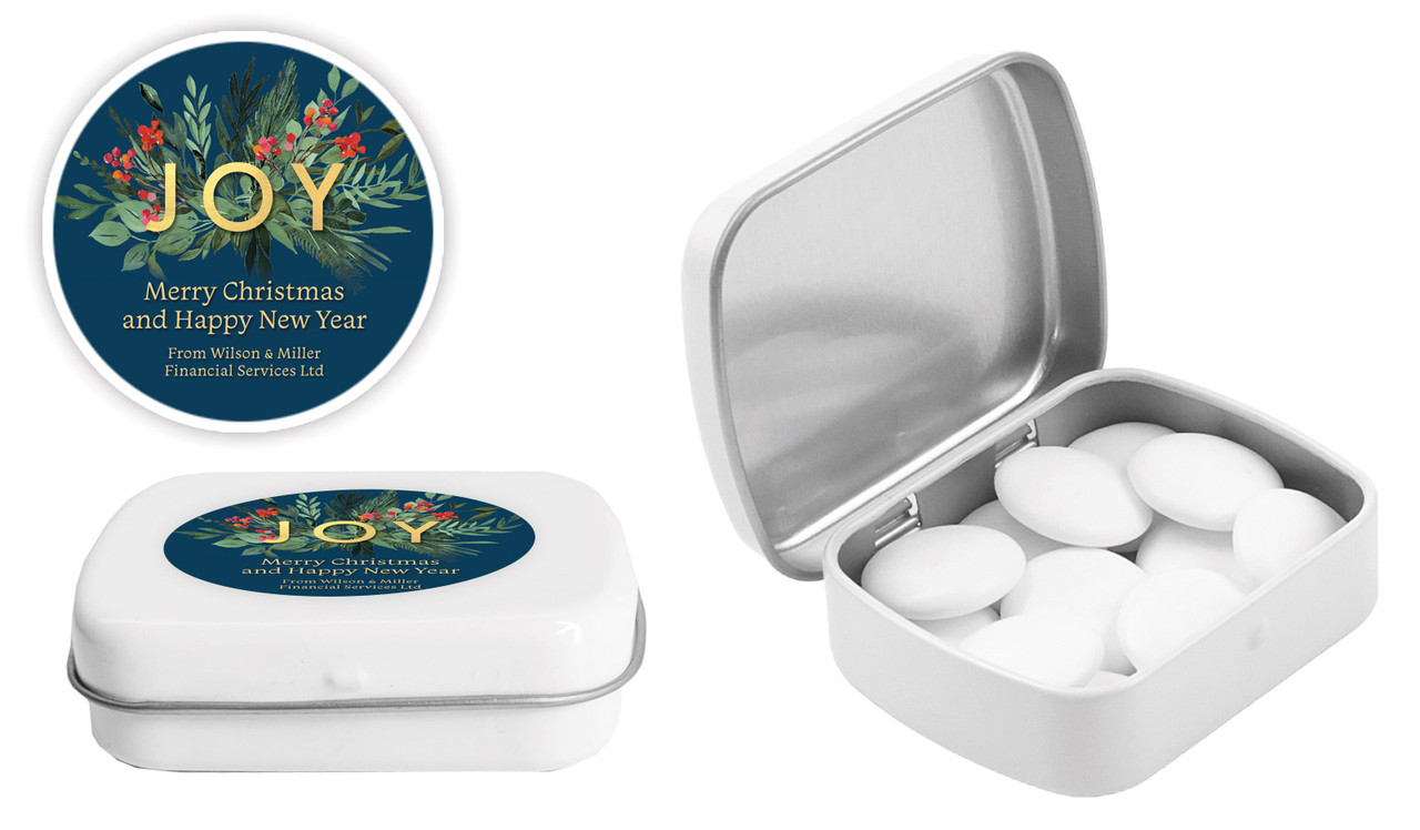 Joy Christmas Personalised Mint Tin