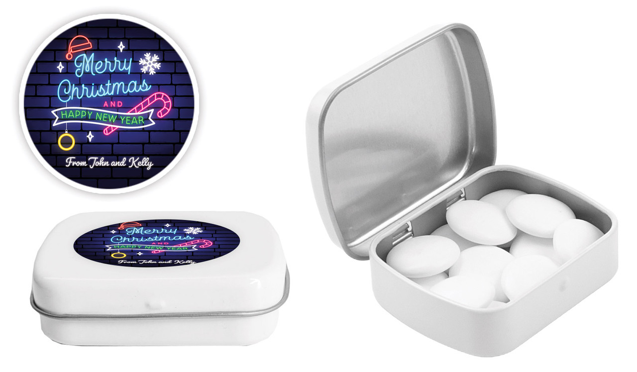 Neon Christmas Personalised Mint Tin