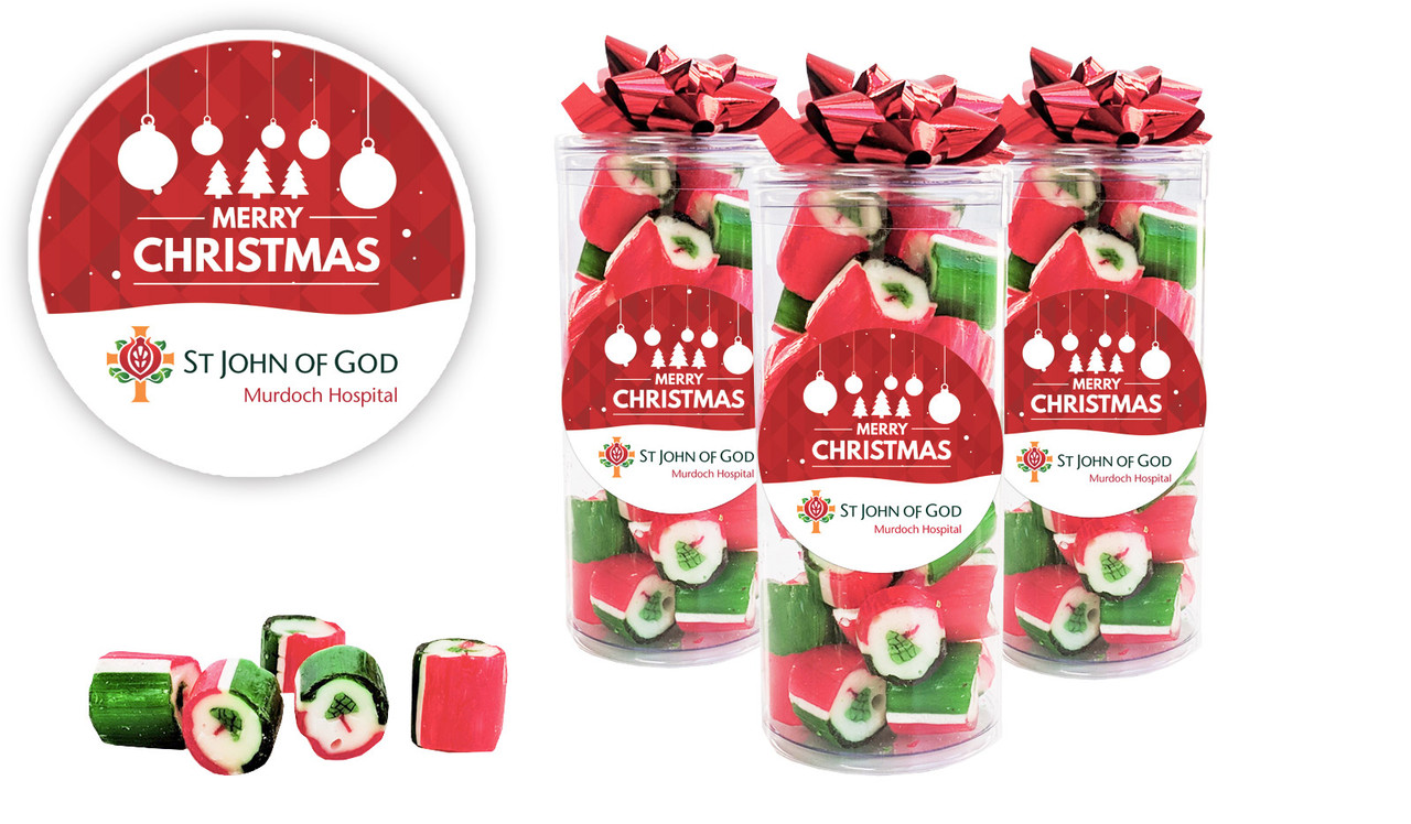 Corporate Christmas Rock Candy Tube