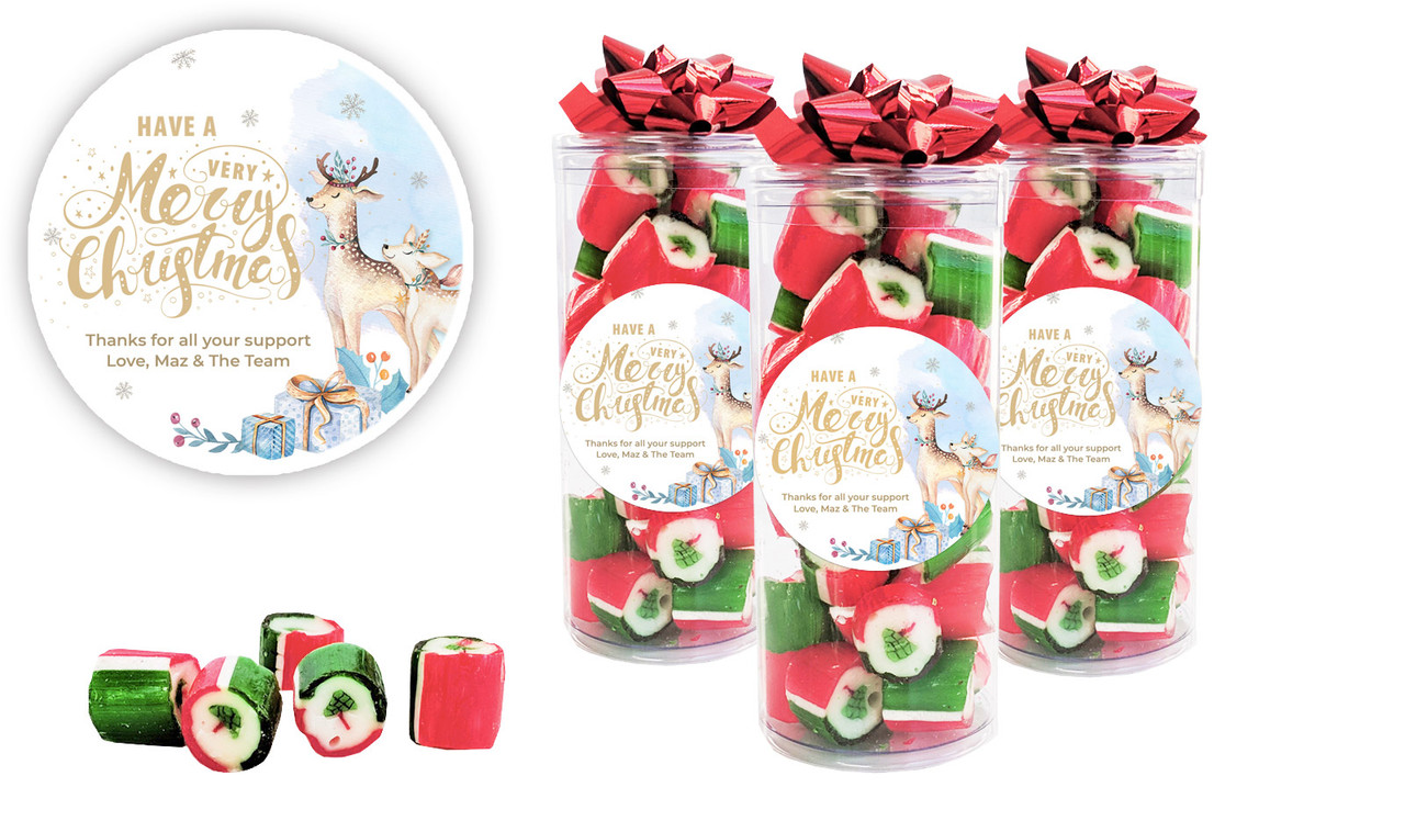 Deer Watercolour Christmas Rock Candy Tube