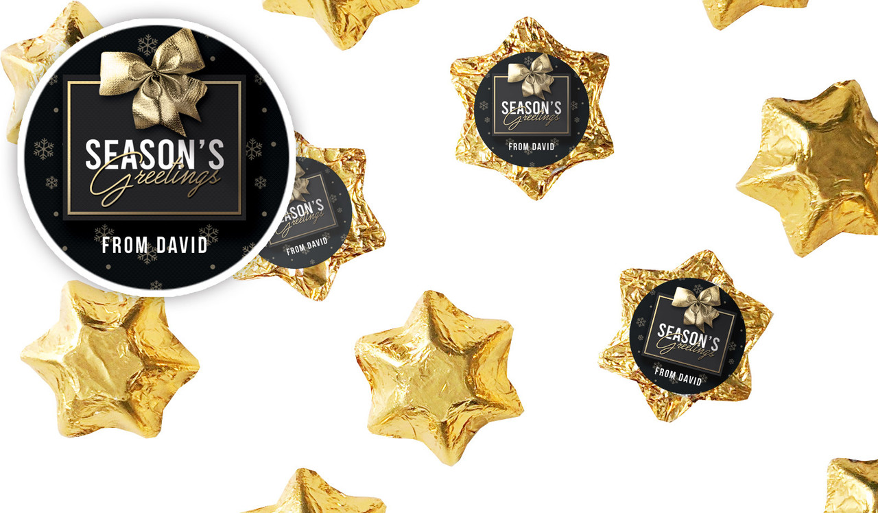 Glossy Gift Black Personalised Christmas Chocolate Stars