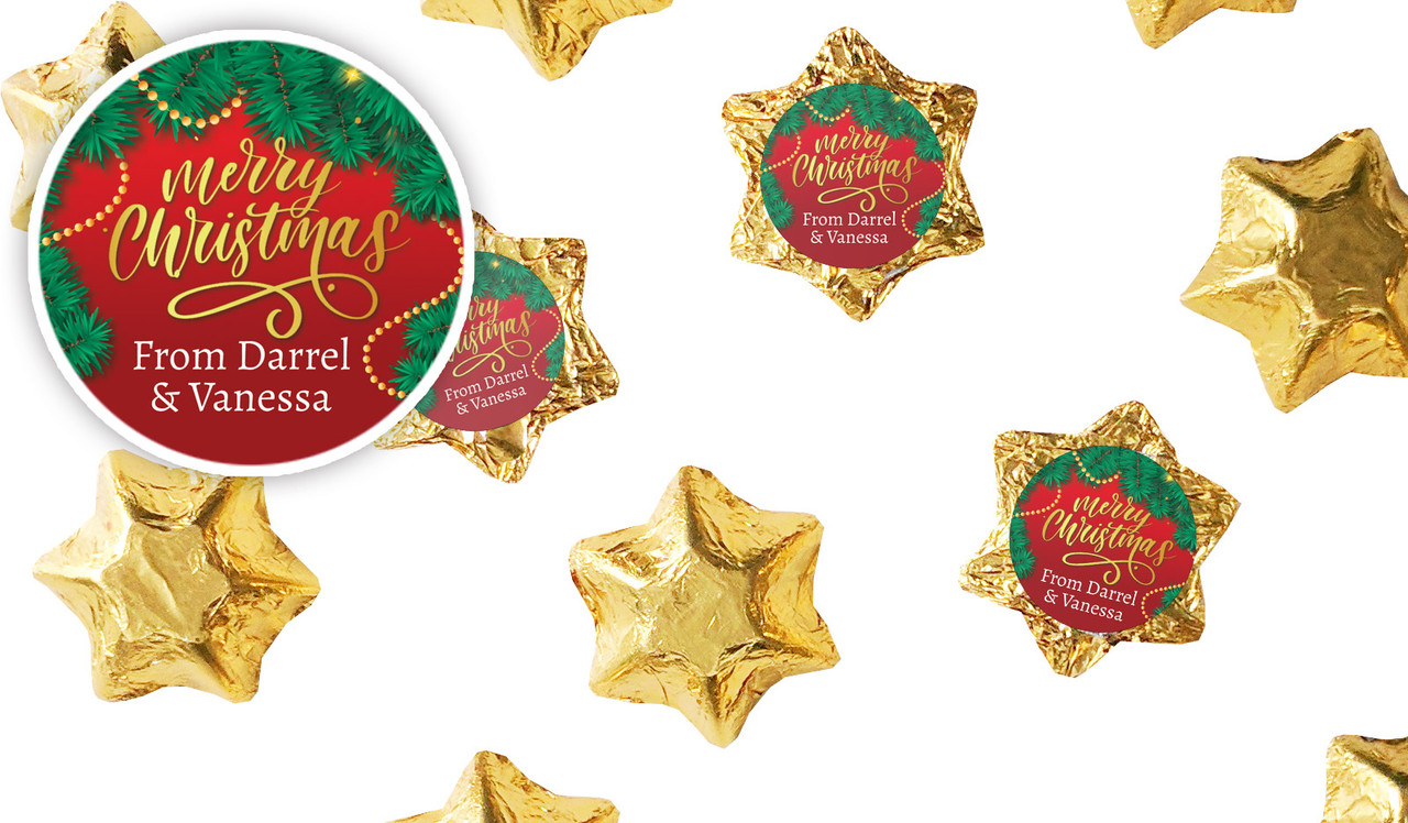 Red Festive Personalised Christmas Chocolate Stars