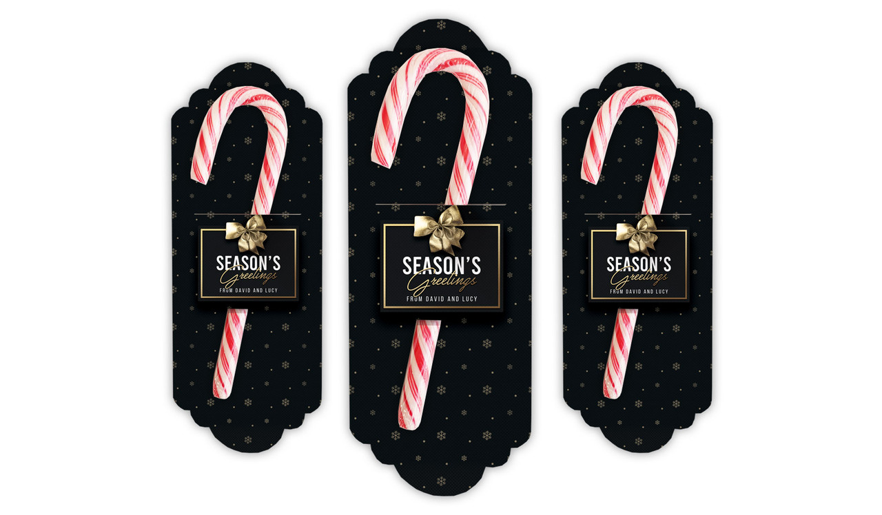 Glossy Gift Black Personalised Candy Cane Card