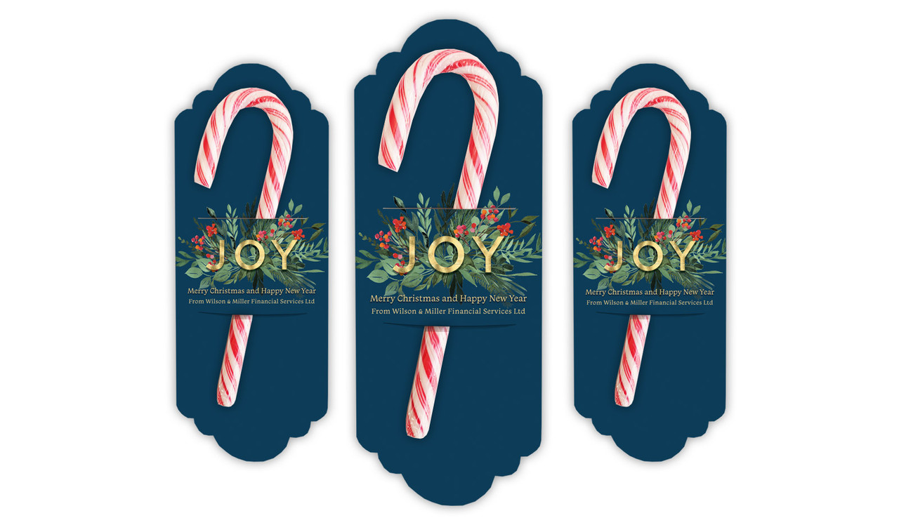 Joy Personalised Christmas Candy Cane Card