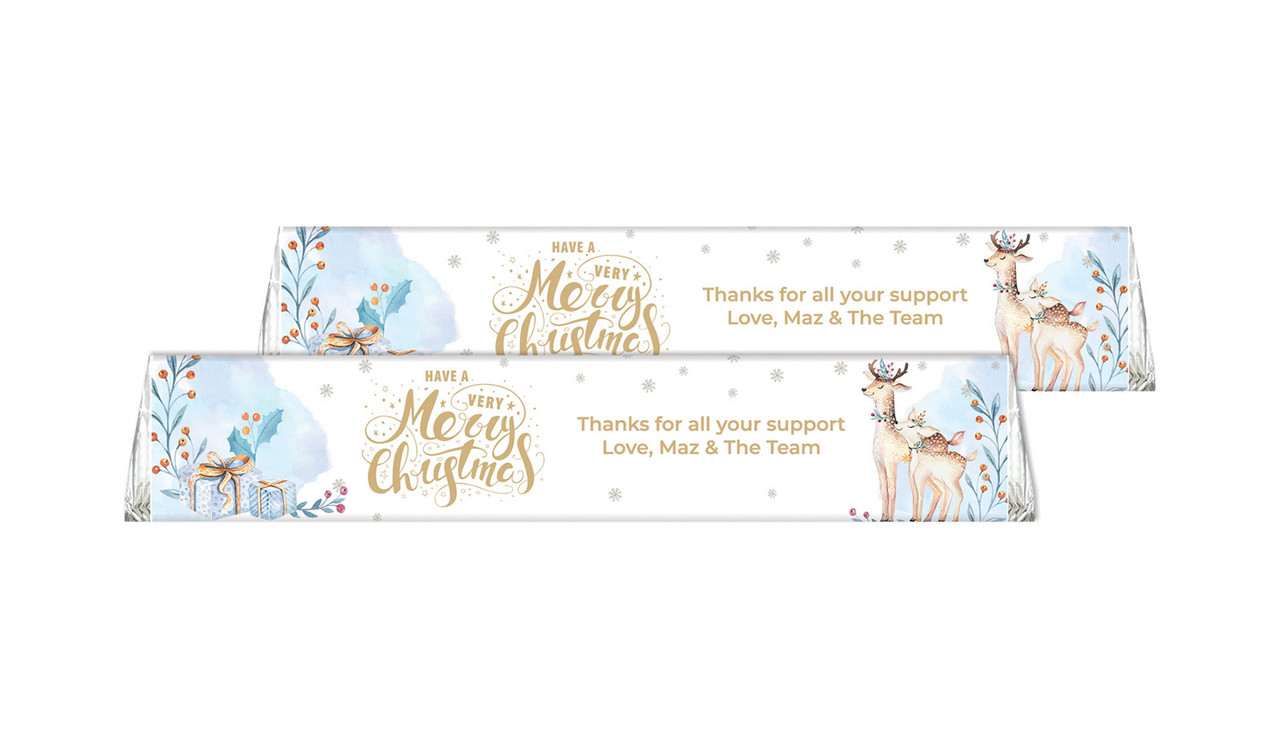Deer Watercolour Personalised Christmas Toblerone Bar 50g