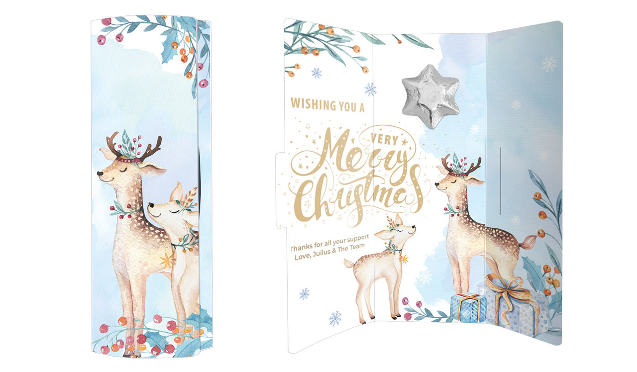 Deer Watercolour Christmas Chocolate Greeting Card