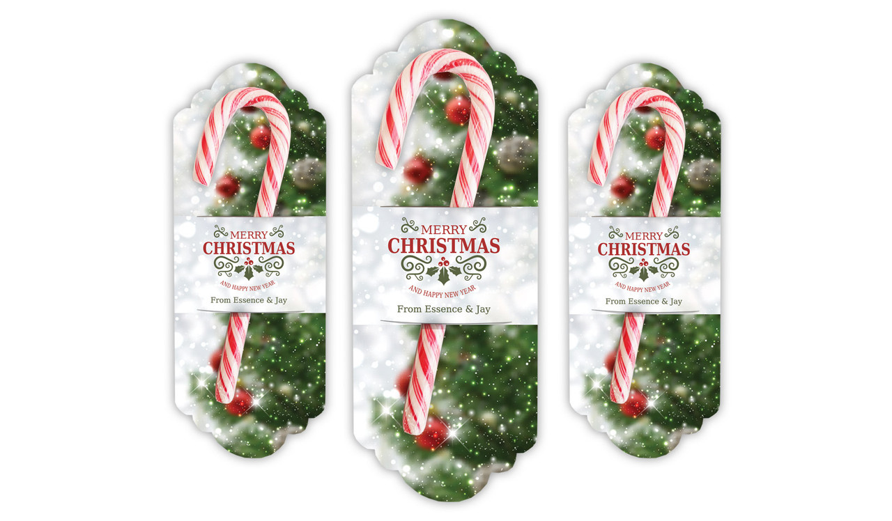 Bokeh Tree Personalised Candy Cane Card
