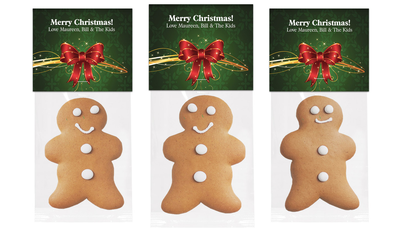 Christmas Bow Gingerbread Man With Topper