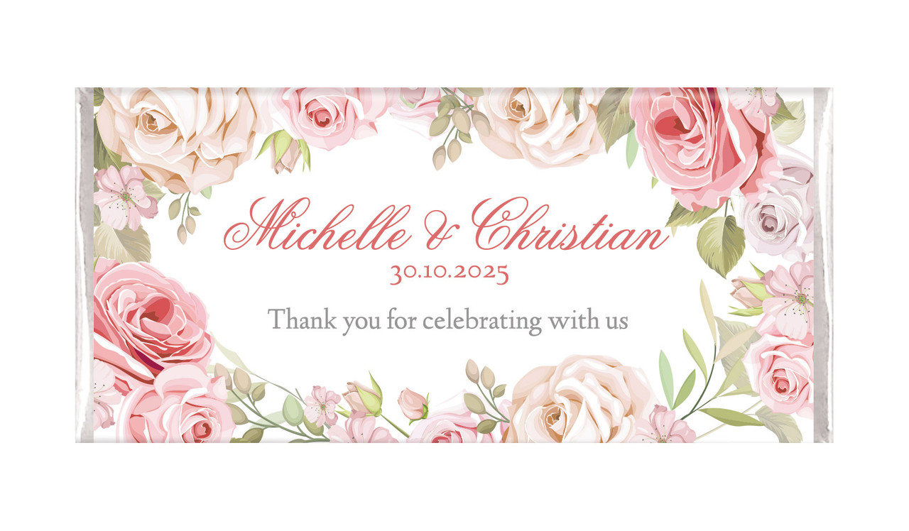 Classic Rose Border Personalised Chocolate Bar