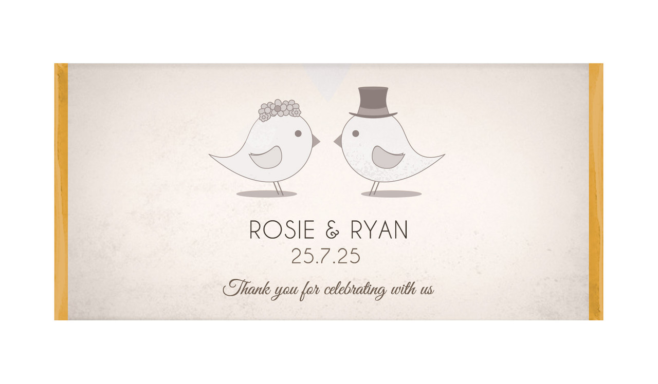 Sepia Love Birds Personalised Chocolate Bar