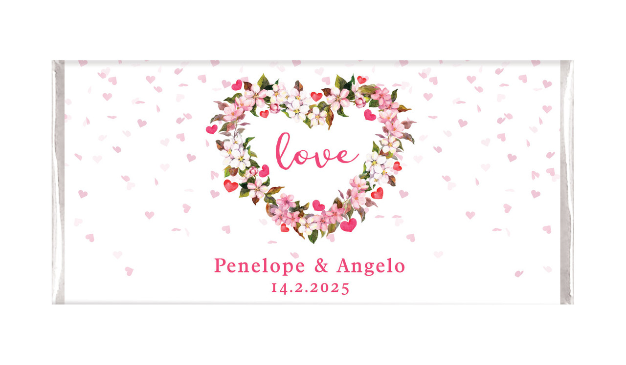 Heart Shaped Floral Personalised Chocolate Bar