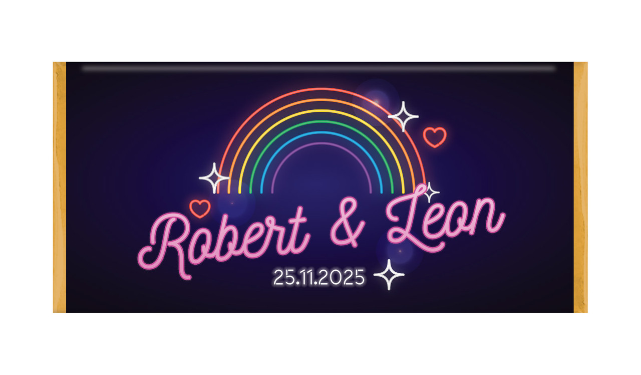 Neon Rainbow Personalised Chocolate Bar