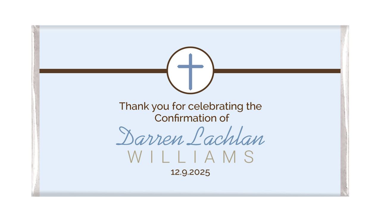 Cross On Blue Confirmation Personalised Chocolates