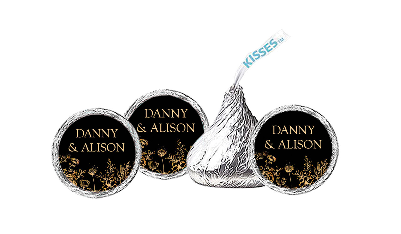 Flowers On Black Personalised Hersheys Kisses