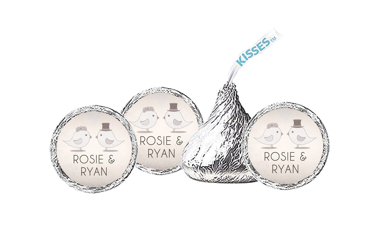 Sepia Love Birds Personalised Hersheys Kisses