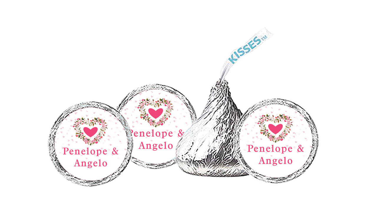 Heart Shaped Floral Personalised Hersheys Kisses