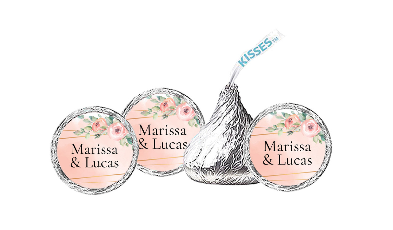 Gold Rings On Peach Personalised Hersheys Kisses