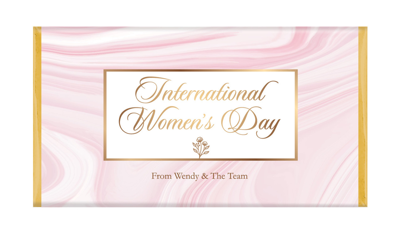 Pink Marble International Womens Day Personalised Chocolate Bar