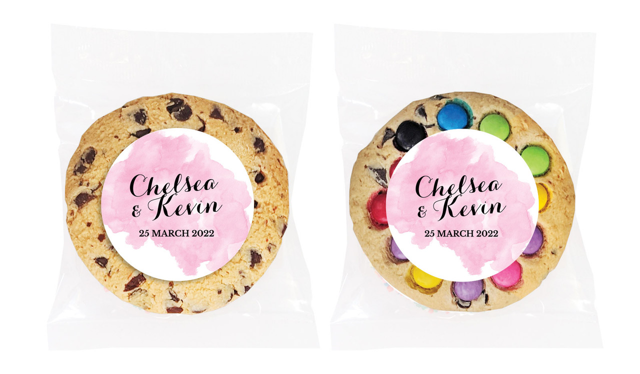 A Splash Of Watercolour - Pink Personalised Wedding Cookie