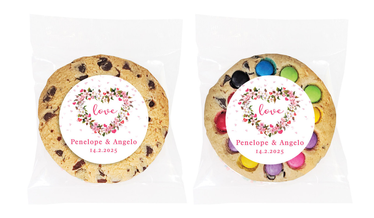 Heart Shaped Floral Personalised Wedding Cookie