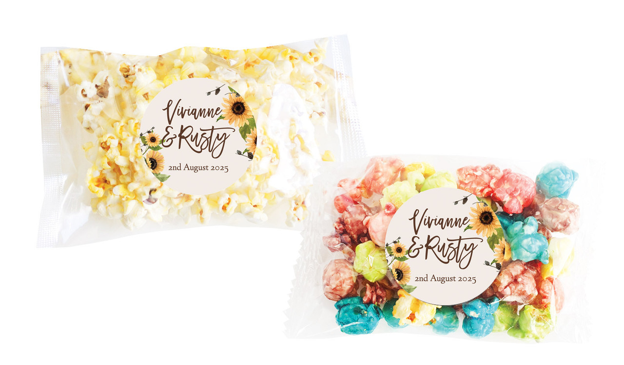 Rustic Sunflower Personalised Popcorn Bag