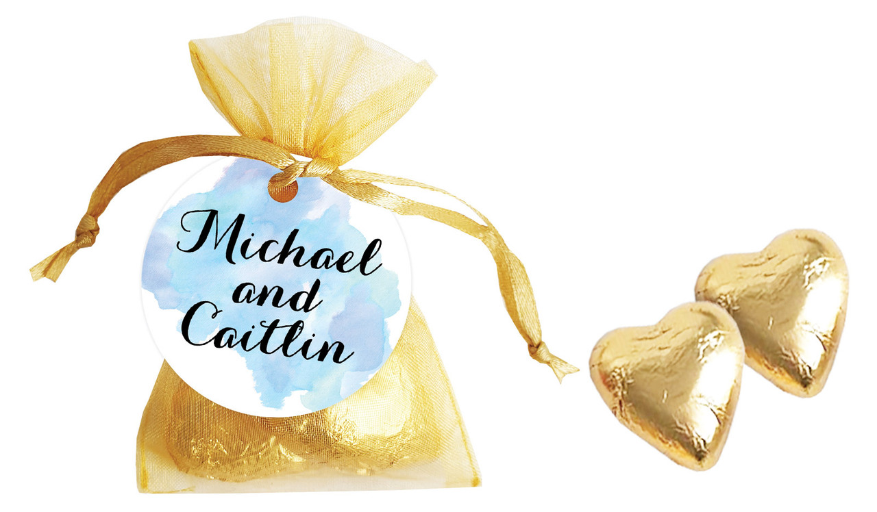A Splash Of Watercolour - Blue Personalised Organza Bag