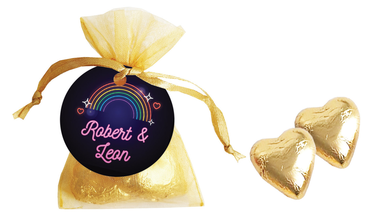 Neon Rainbow Personalised Organza Bag
