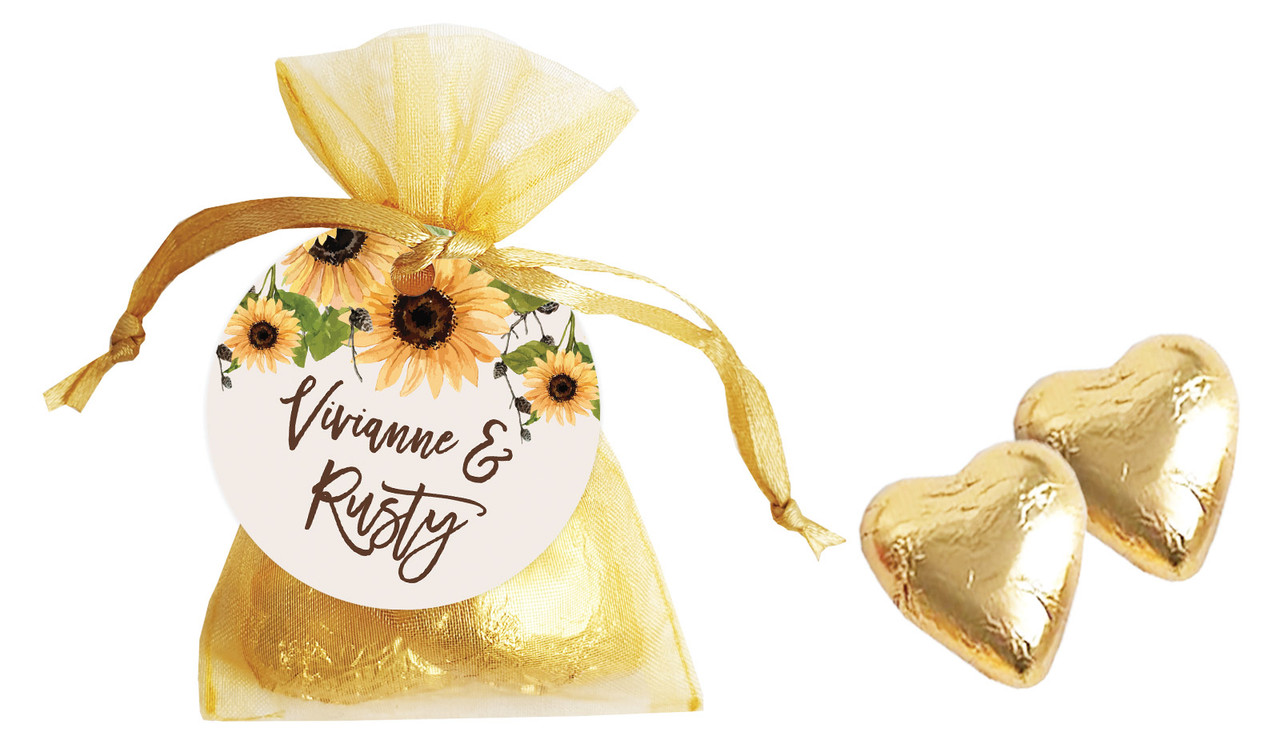 Rustic Sunflower Personalised Organza Bag