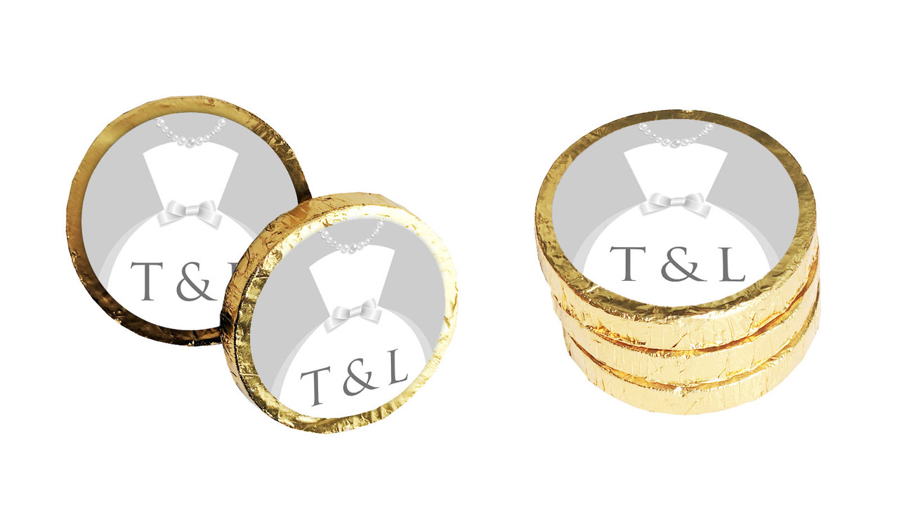 Bride & Groom Dress Wedding Chocolate Coins (Gold Or Silver)