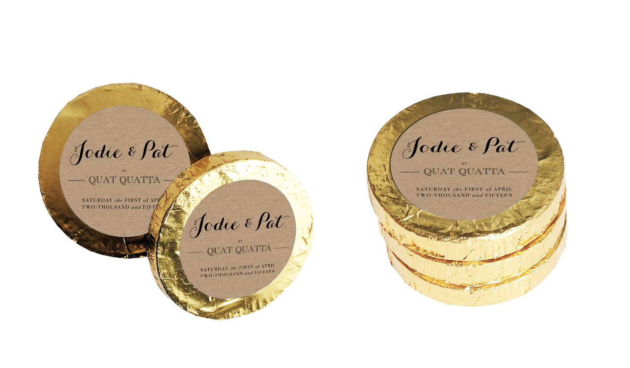 Location-Centric Wedding Chocolate Coins (Gold Or Silver)