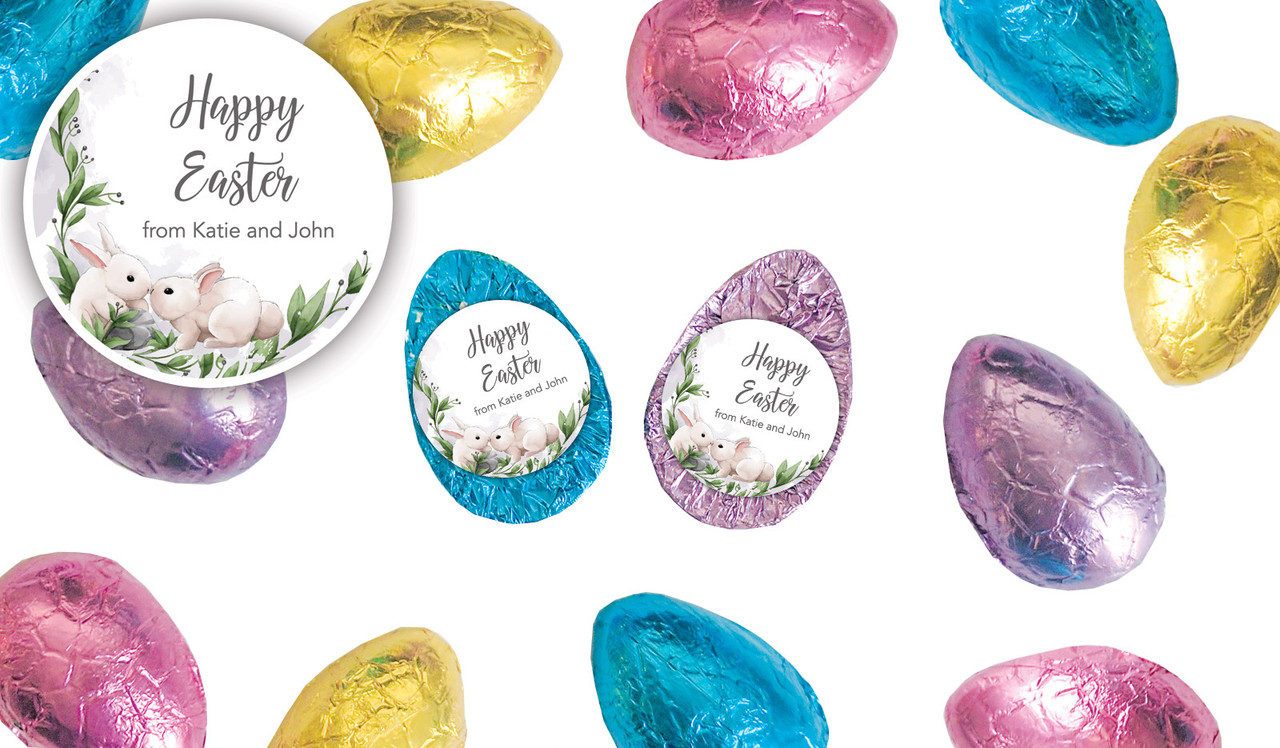 Bunny Kiss Personalised Chocolate Half Easter Eggs