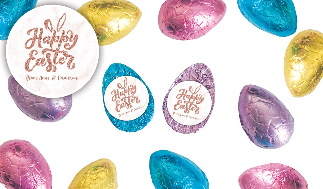 Rose Gold Personalised Chocolate Half Easter Eggs
