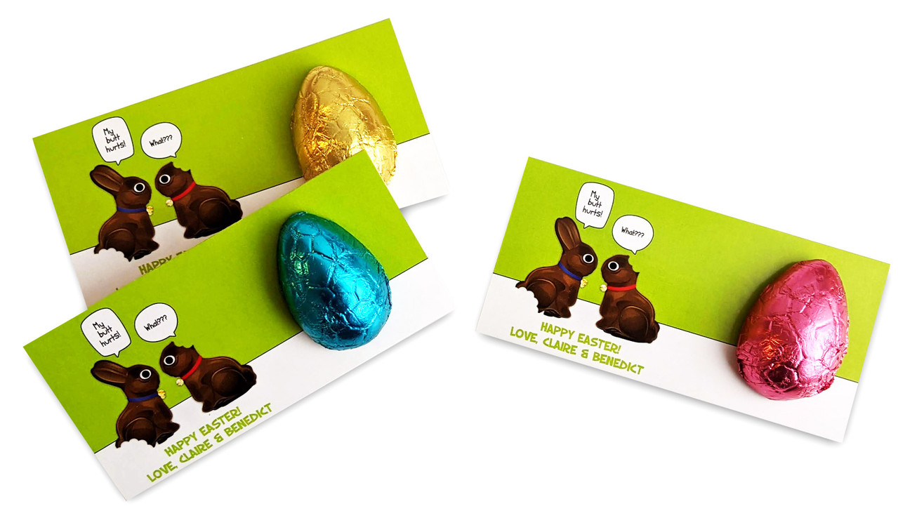 Chocolate Bunnies Personalised Easter Egg Card