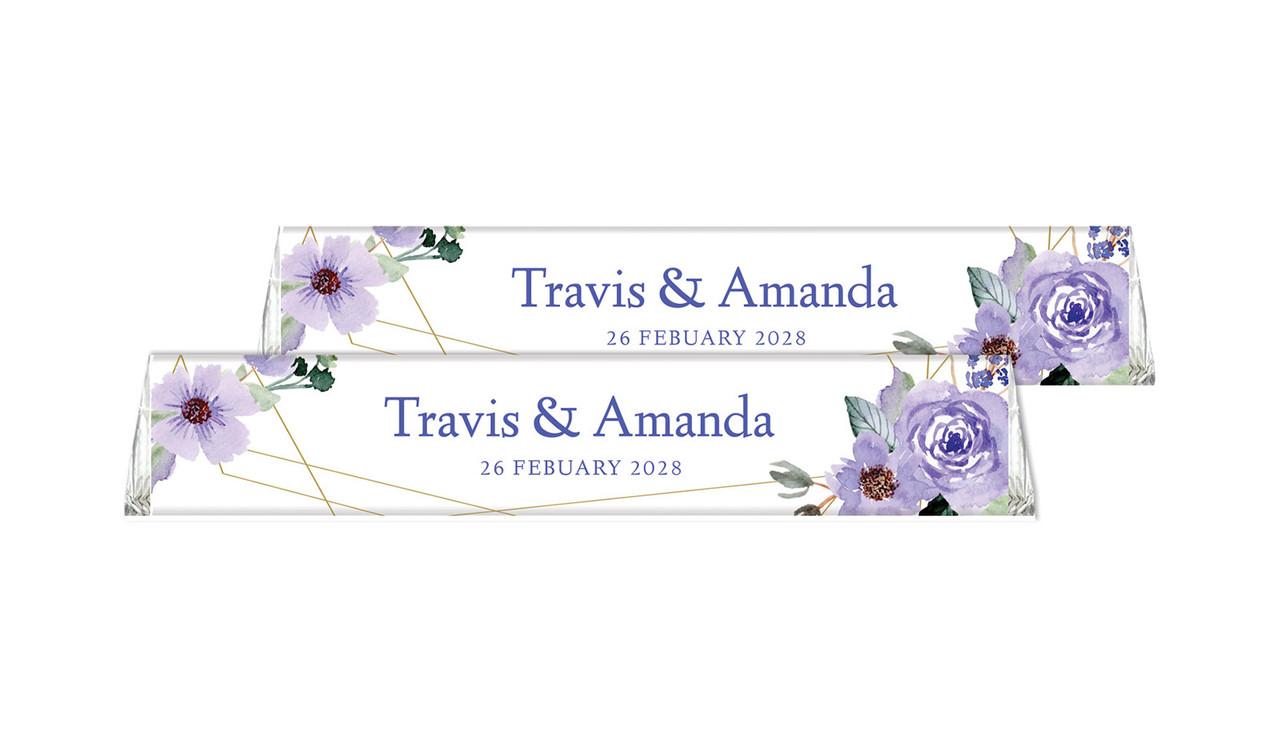 Violets On Gold Frame Personalised Toblerone Chocolates 50g