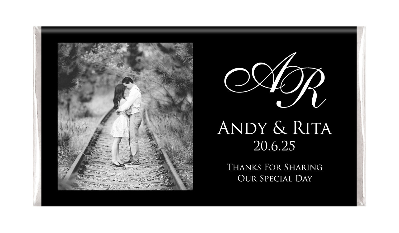 Add A Photo On Black Custom Wedding Chocolates