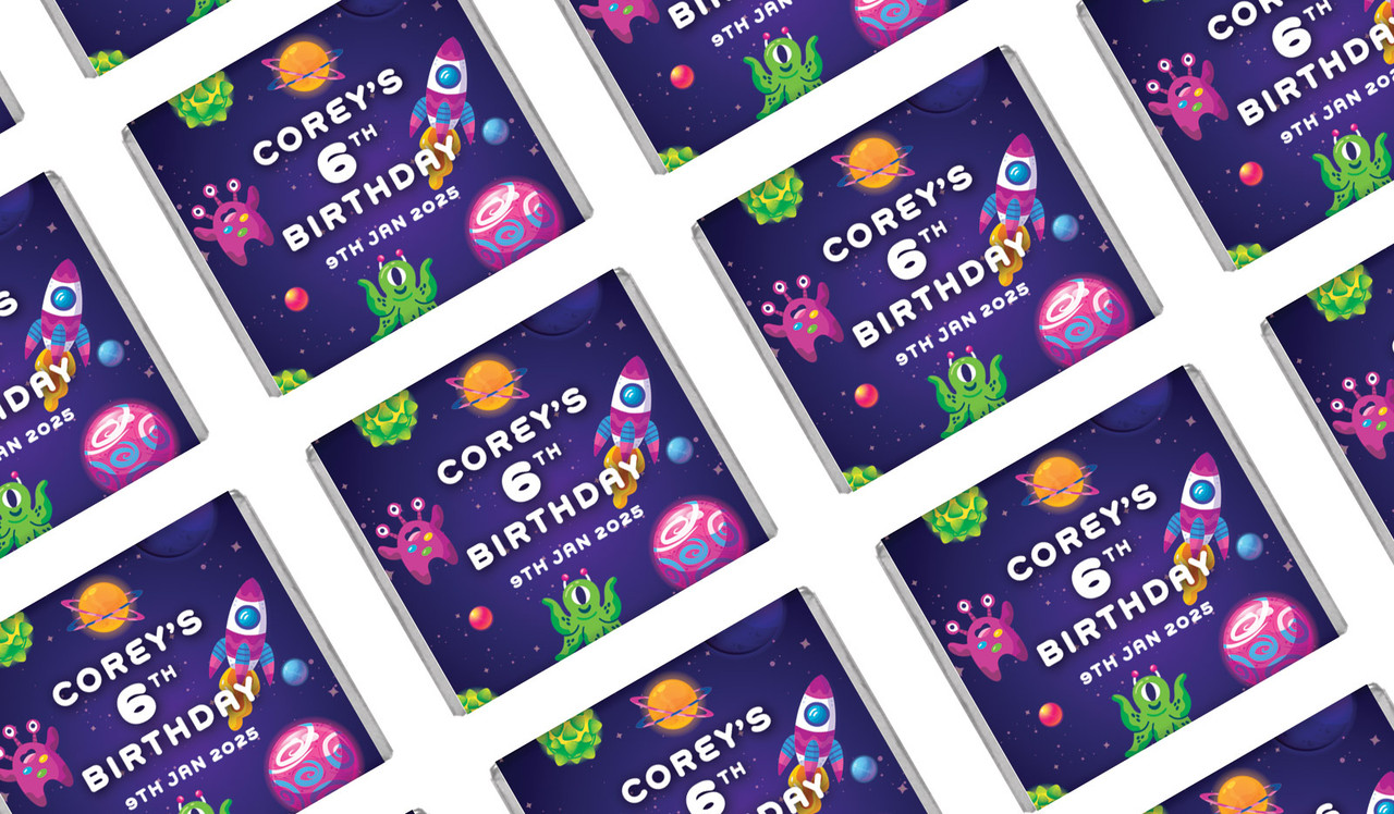 Outerspace Birthday Personalised Mini Chocolates