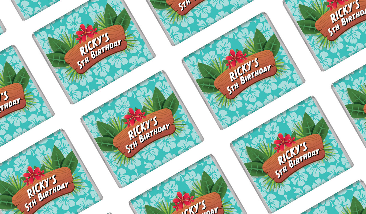 Hawaiian Luau Birthday Personalised Mini Chocolates